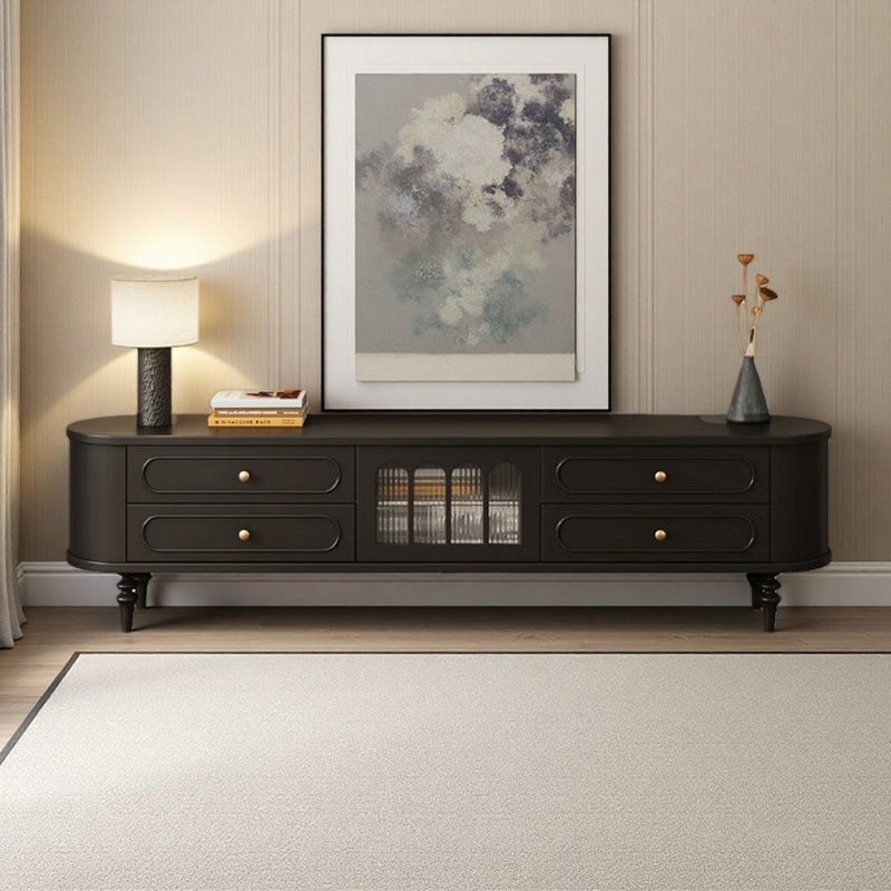 Meuble télé French Light Luxury Design, H 20,87 po x L 78,74 po x l 15,75 po, Noir