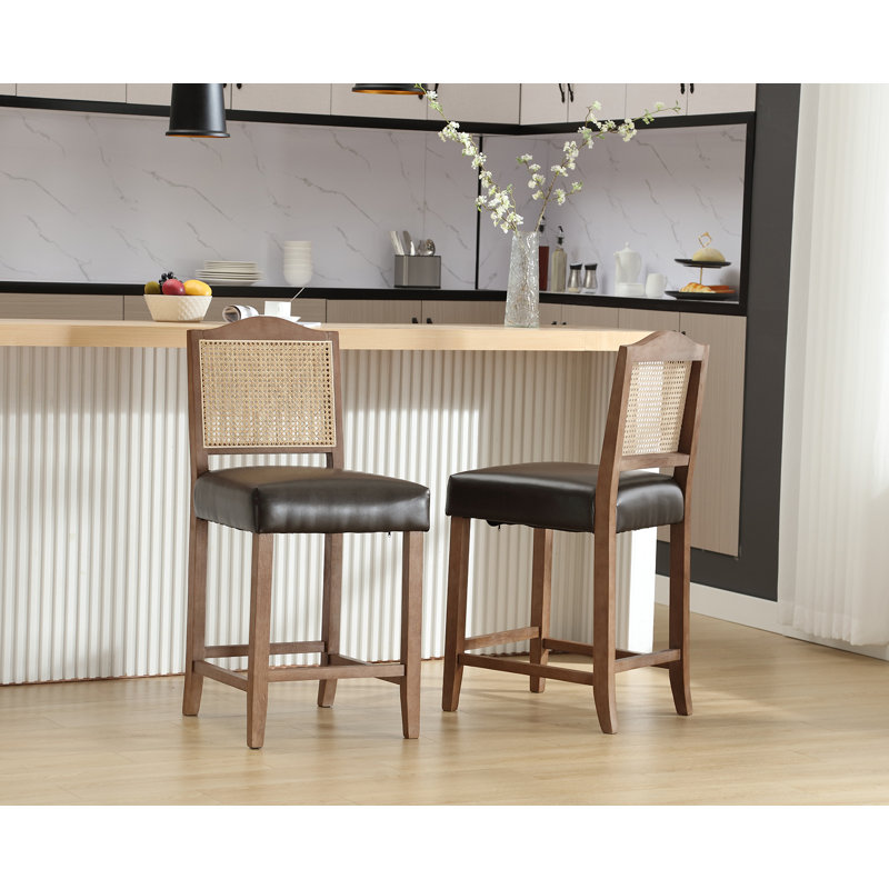 Ariew Unfinished 26.5'' Counter Stool, Black, Brown