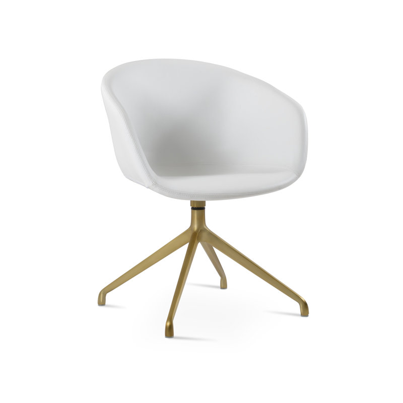 Fauteuil pivotant en laiton Tribeca, Rouge d’époque