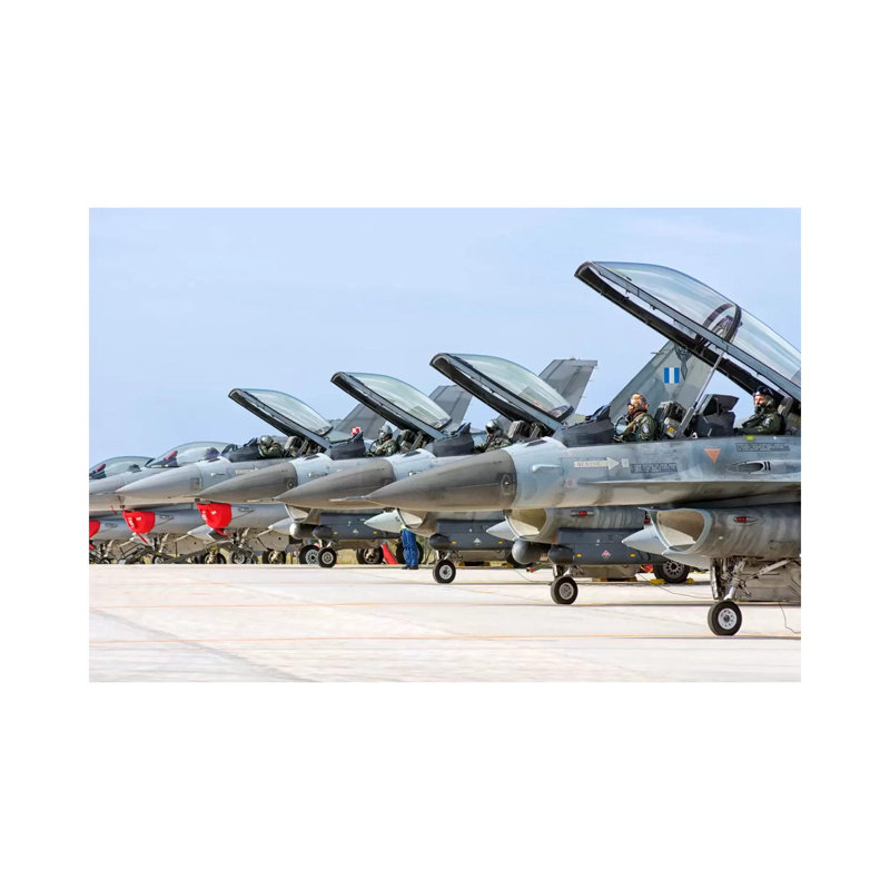 Line-Up of Hellenic Air Force F-16 Aircraft 1 Piece Wrapped Canvas Wall Art, 101.6 cm H x 66.04 cm W x 1.91 cm D