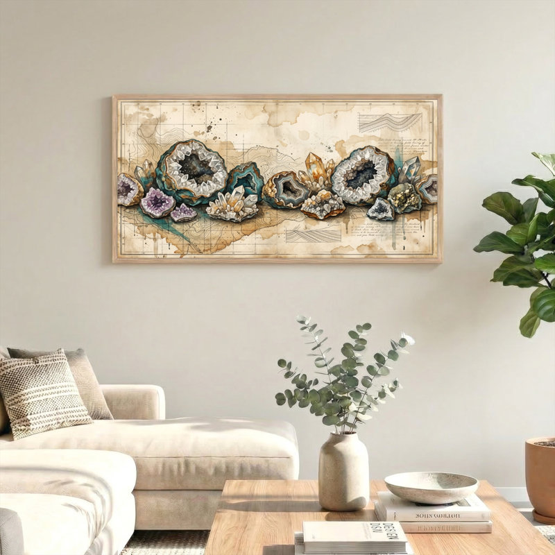 Ensemble de 1 toile décorative Géode de cristal, 58“W x 28”H, Natural