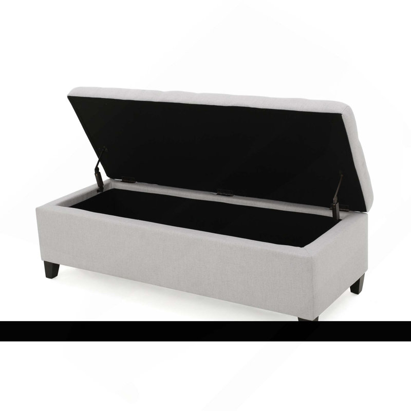 Repose-pieds rembourré avec rangement pour la chambre à coucher, Gris clair