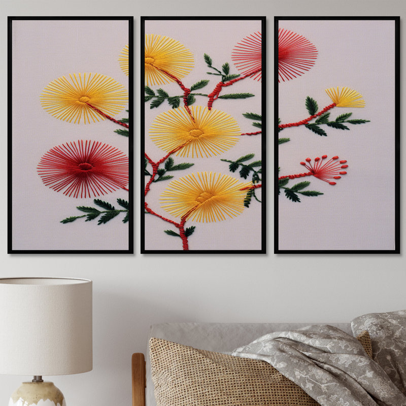 Bonneau - ensemble d'art mural coquelicot, Cadre flottant noir, H 40 po x l 60 po x P 1 po
