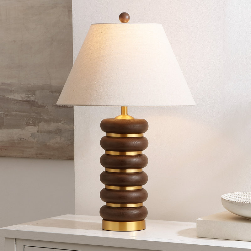 Lampe de table en résine Brea Arani, Brun foncé / laiton