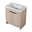 Meuble-lavabo autoportant de 30 pouces avec lavabo en résine blanche