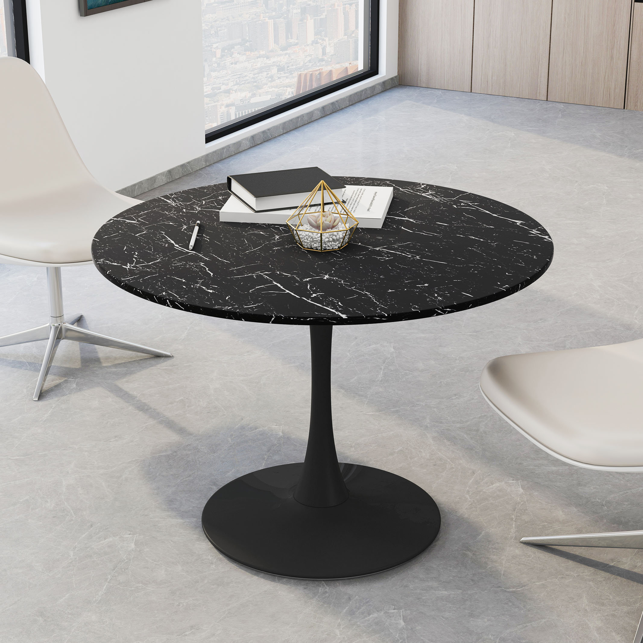 Orren Ellis Caely Round Dining Table With High Quality MDF Top And