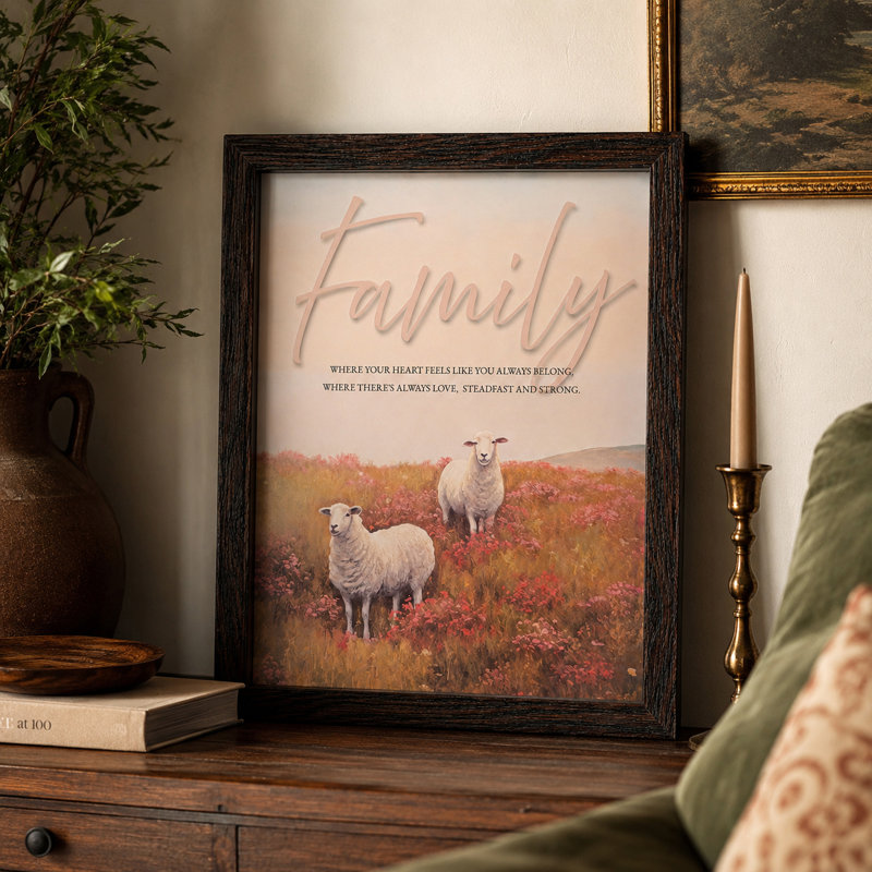 Art mural encadré «Famille où votre cœur»