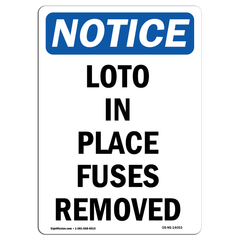 Signe «LOTO in Place Fuses» retiré