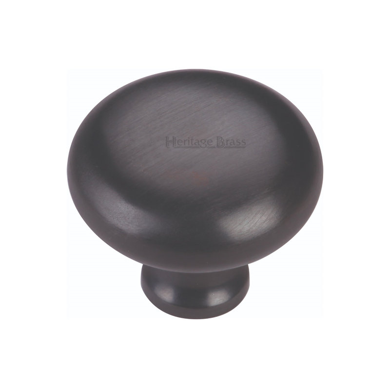 Heritage Brass Victorian Inspired Heritage Cabinet Knob Mushroom Design 38mm, 3.2cm H x 3.8cm W x 3.8cm D, Matt Black