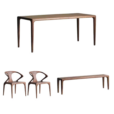 Ensemble de tables multifonctionnelles entièrement en bois massif