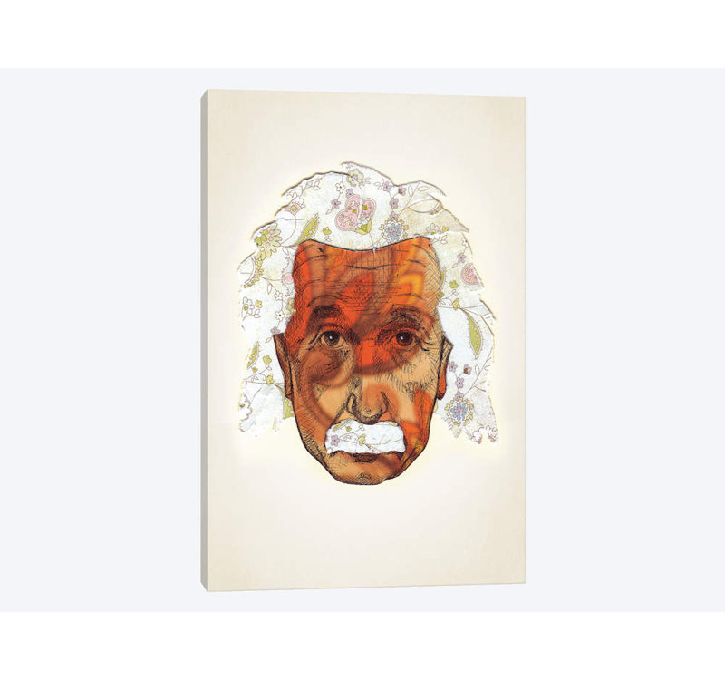 « einstein » par jason ratliff, impression sur toile, H 24 po x l 16 po x P 1 po, Papier avec cadre noir, Blanc