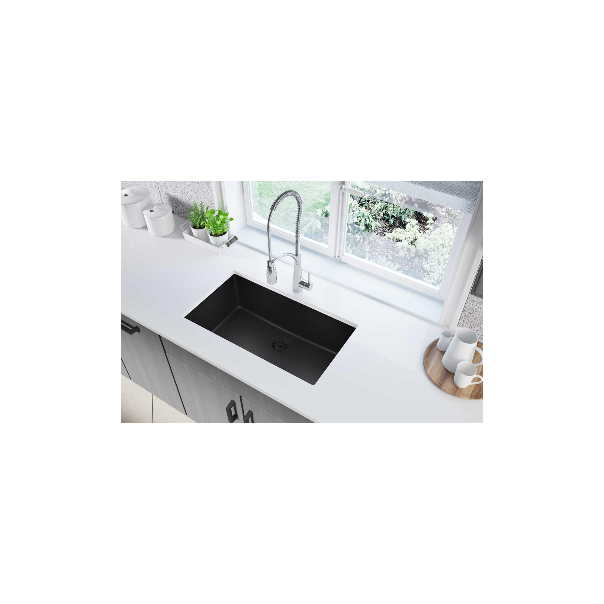 Quartz Classic 33" x 18-7/16" x 9-7/16" Undermount Kitchen Sink, Black