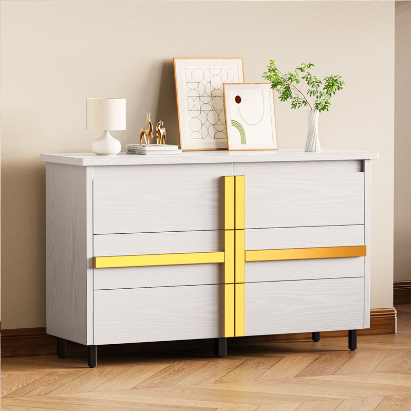 Commode double 6 tiroirs, Blanc / Blanc