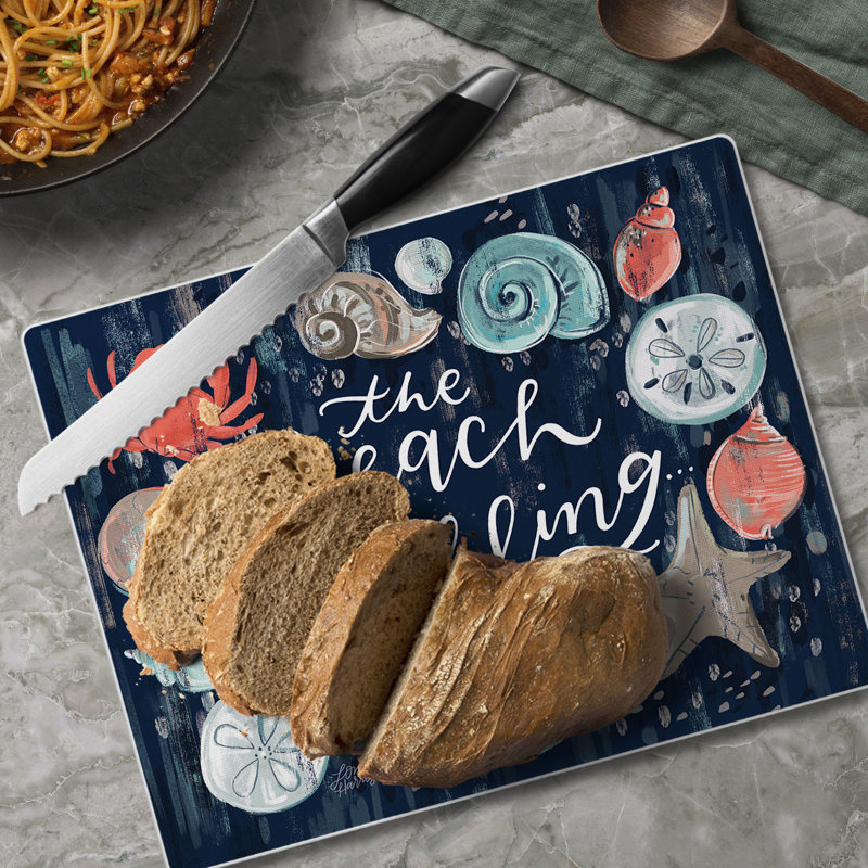 Beach is Calling Tempered Glass Cutting Board 10" x 8"