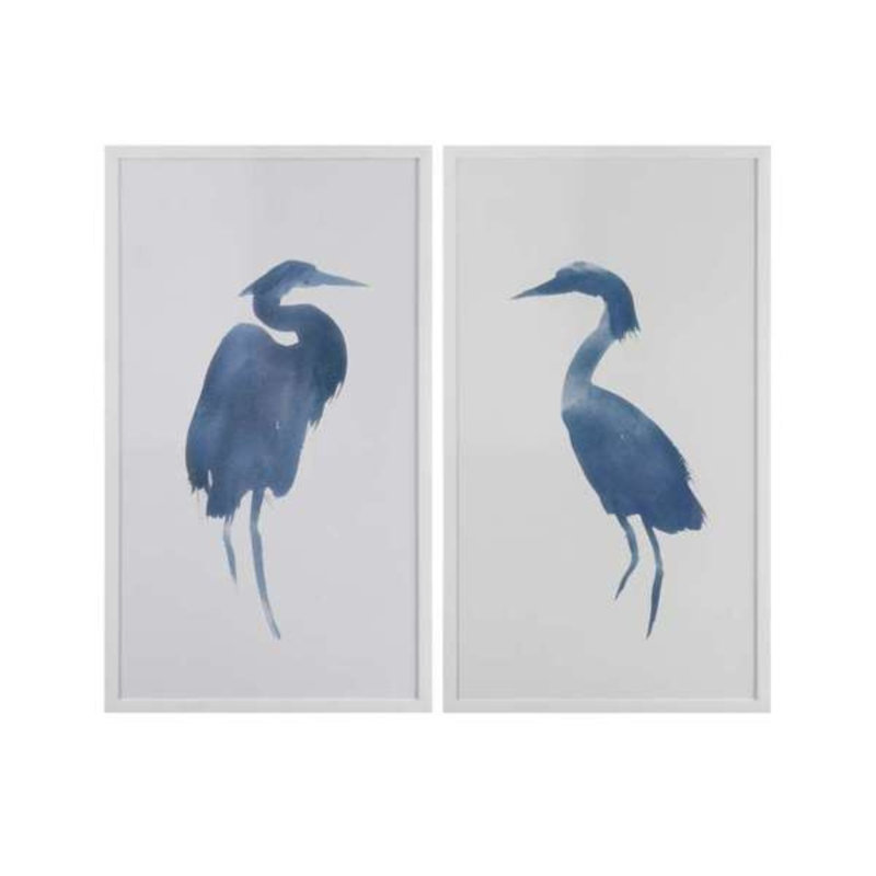 «Heron in Blue I», reproduction encadrée