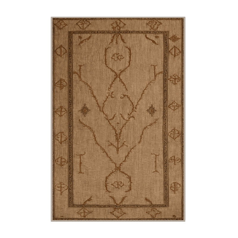 Tapis brun français lavable à la machine, Rectangulaire 2 pi x 3 pi