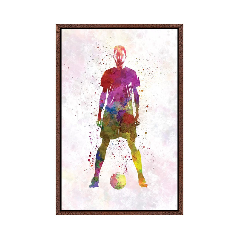 Man Soccer Football Player XI 1 Piece Wall Art on Canvas, 101.6 cm H x 66.04 cm W, Classic Wood Floated Frame