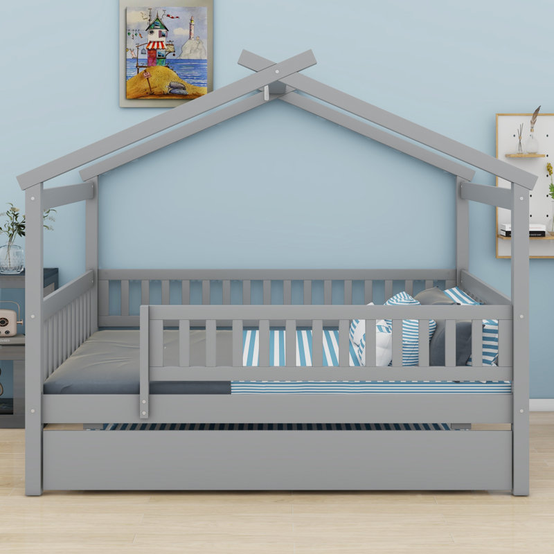 Lit en bois avec couchette, Gris