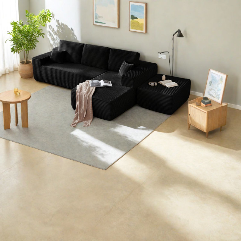Canapé modulaire spacieux en tissu moelleux, canapé moderne en forme de U pour la maison