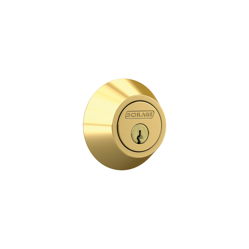 J Series Single Cylinder Deadbolt with Rosette, Bright Brass, Yes