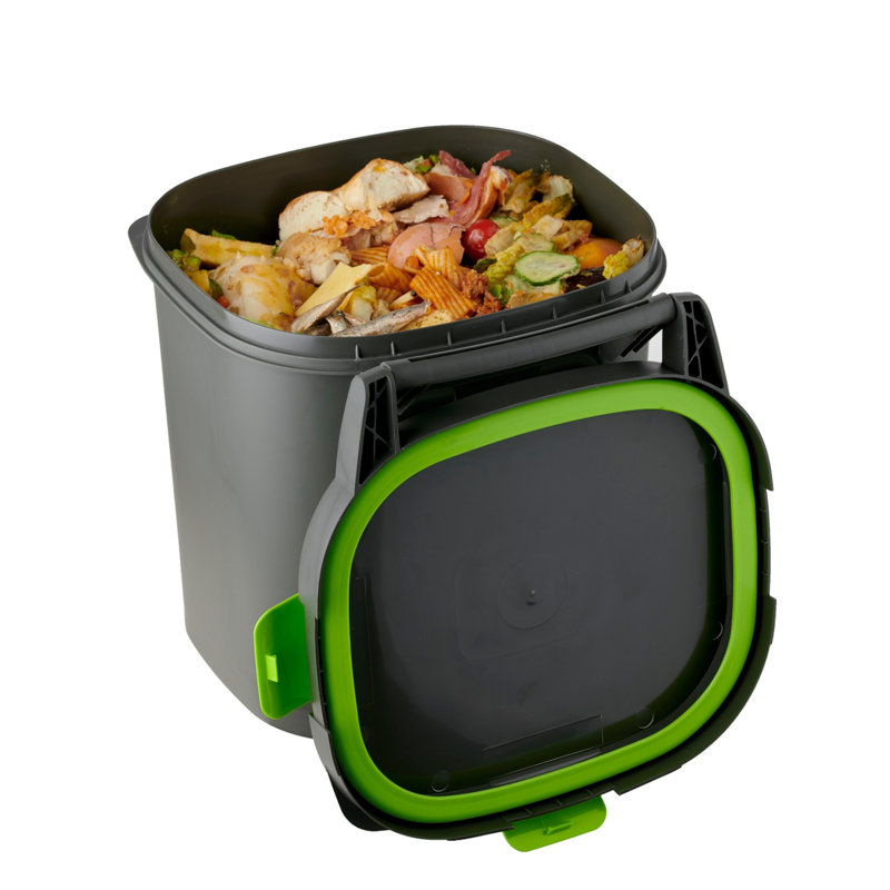 3,7 gallons Composteur de cuisine intérieur en plastique résistant aux odeurs avec couvercle verrouillable