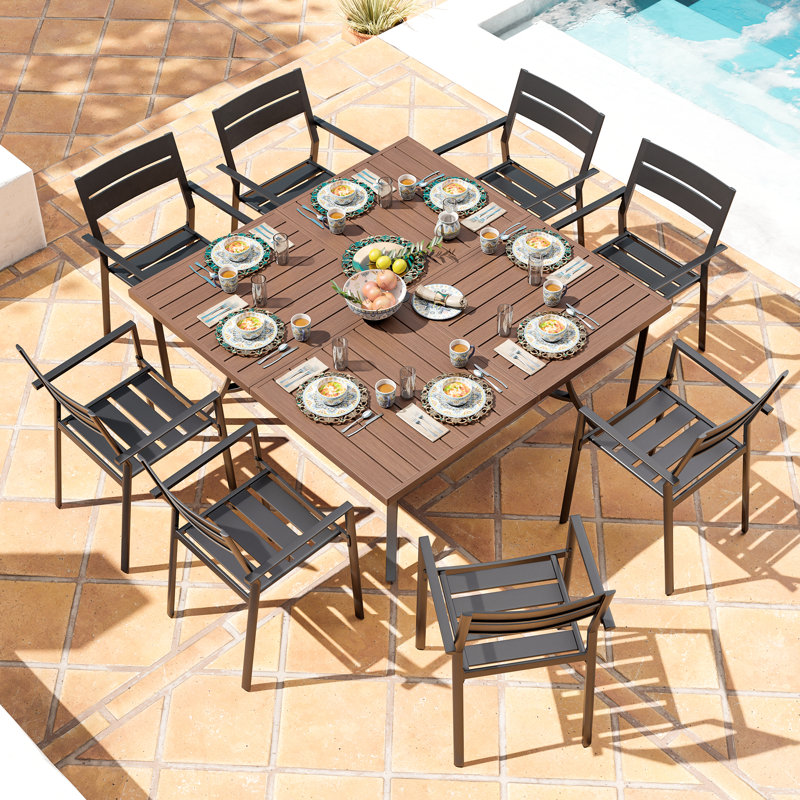 Ensemble repas extérieur pour 8 personnes Amiko Square, Brun