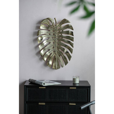 Modern Aluminum Gold Leaf Wall Decor - 24.8x17.3x2" Chic Art