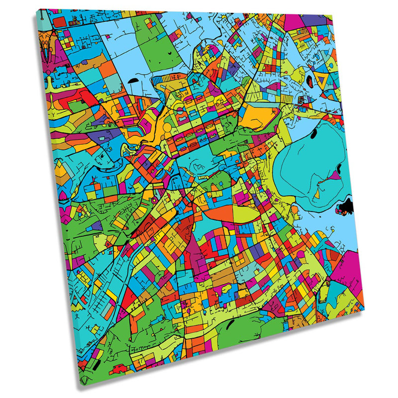 Z0266 Edinburgh City Modern Map - Wrapped Canvas Print, 60cm H x 60cm W x 2cm D