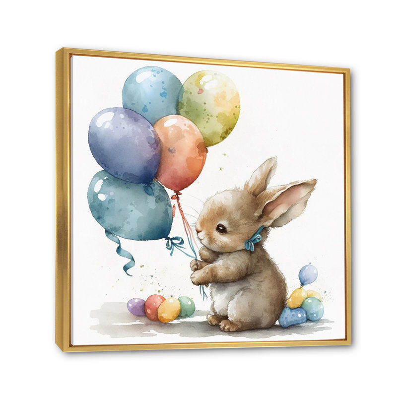 Nursery Bunny Childrens Dream - imprimé, H 36 po x l 36 po x P 1,5 po, Cadre flottant doré