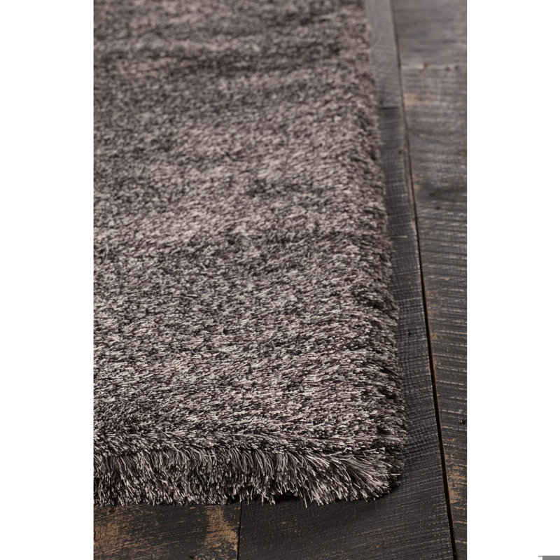 Elisha Hand-Woven Gray/Black Area Rug, Black/Gray, Rectangle 7'9" x 10'6"