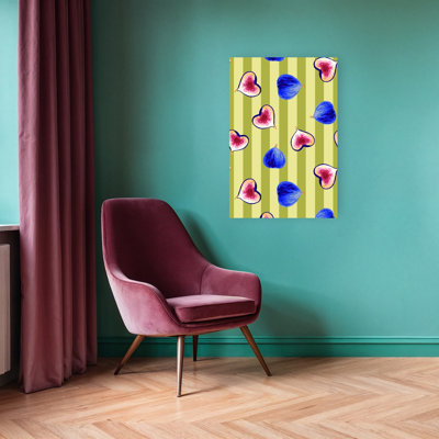 Vibrant Fig Pattern Colorful Playful Vibrant Fruit Summer Wall Art Print by Karen Menzenbach - Wrapped Canvas Print