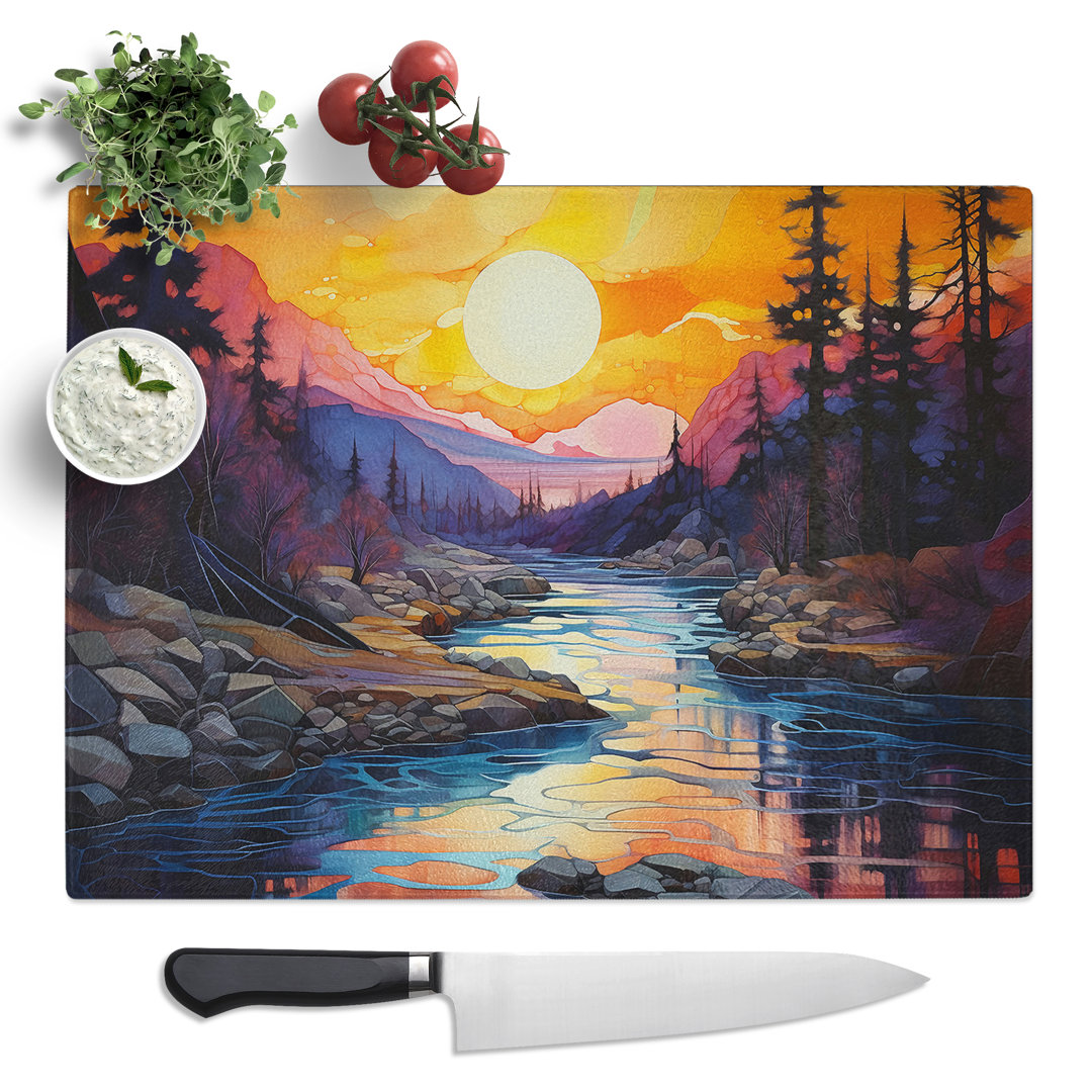 River Contemporary No.2  Glass Chopping Board