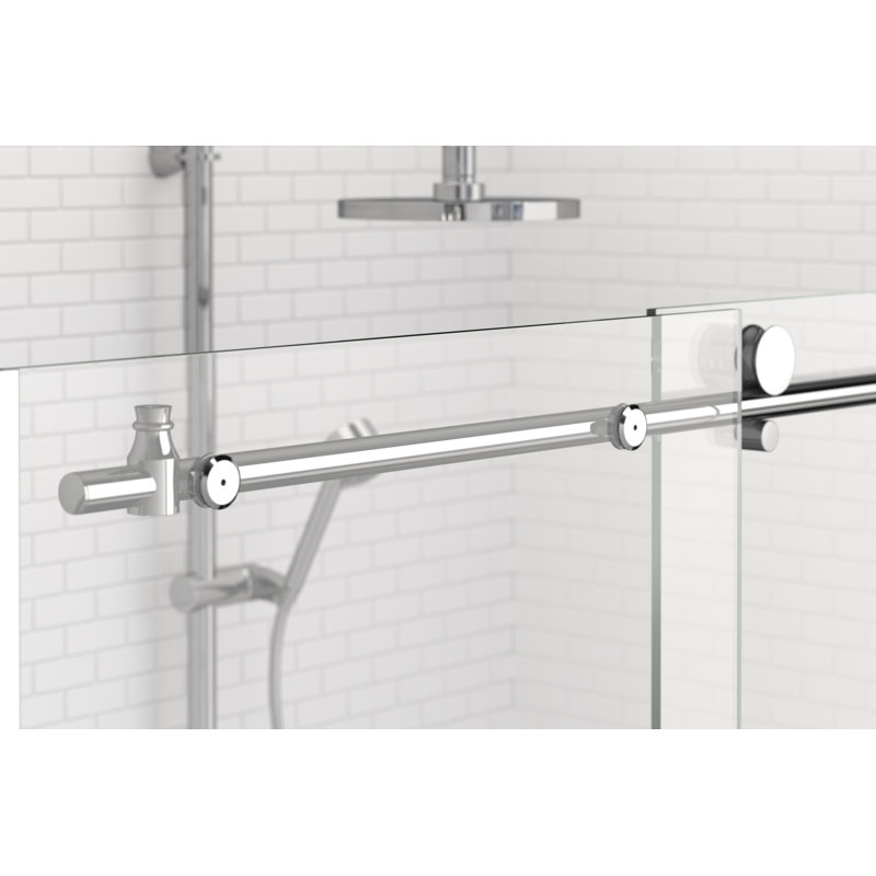 Vinesse 45" W x 76" H Frameless Shower Door, Chrome, AquaGlideXP Clear