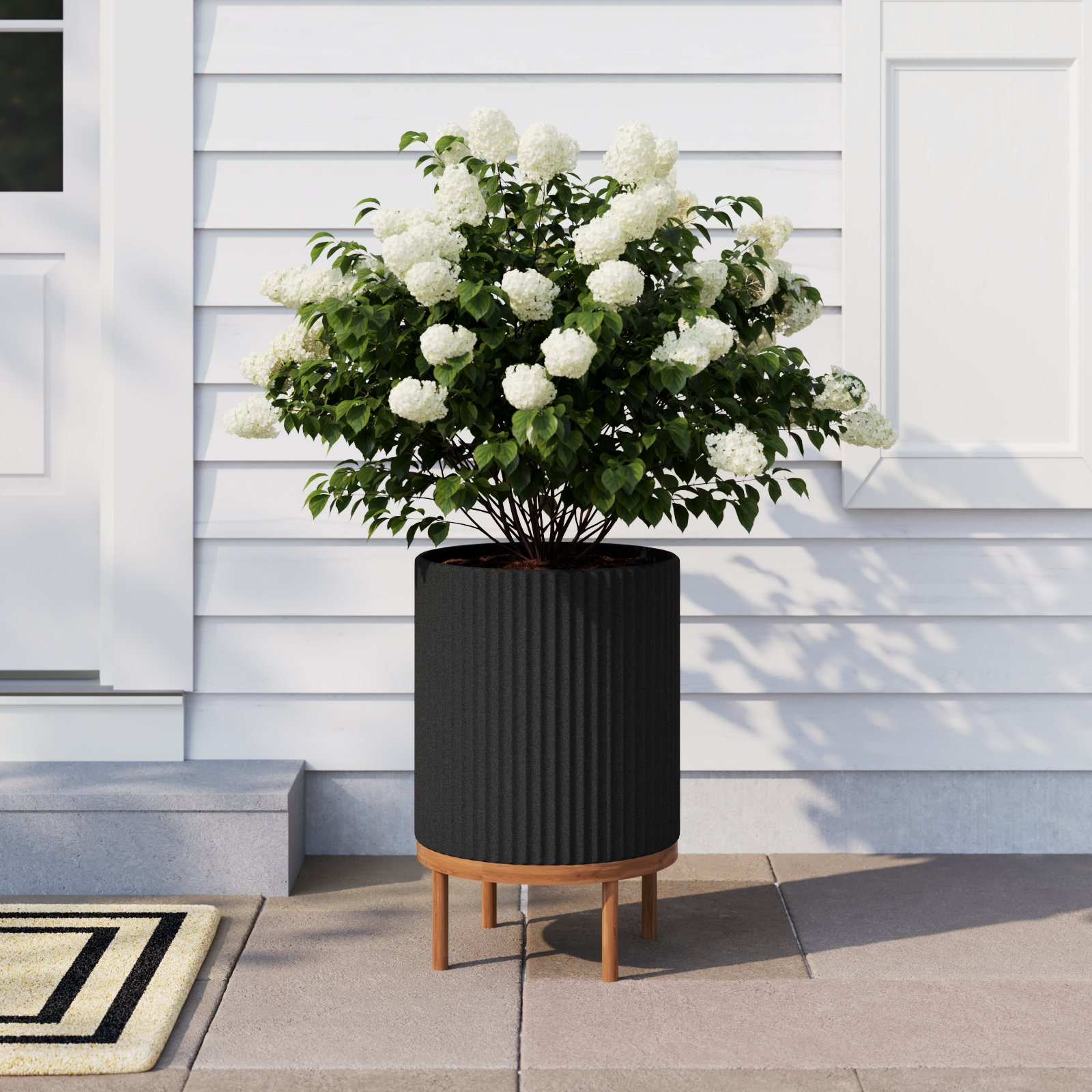 Demi Pot Planter, 1, Black/Brown, 22" H x 14.75" W x 14.75" D
