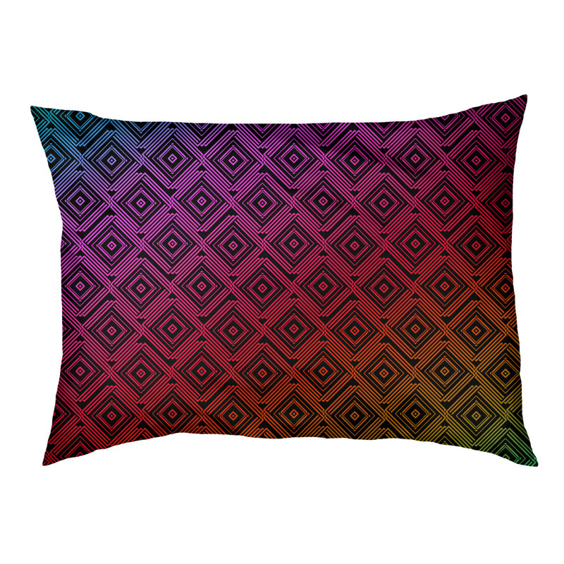 Coussin extérieur à labyrinthe carré Byrge, Moyen (L 29,5 po x P19,5 po x H 9,5 po), Rose / rouge / olive