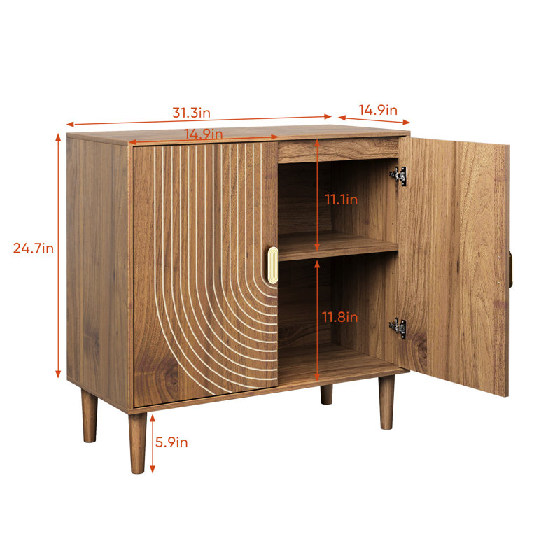 Multi-Functional Sideboard Buffet - Mid-Century Modern Design, Water And Large Capacity Accent Cabinet Adjustable Storage Easy To Clean