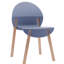 Chaise grise bleue 4 pour les espaces intérieurs, pieds en bois de chêne rouge présentant des motifs uniques, siège en polypropylène de qualité industrielle avec qualités imperméables et anti-rayures, résistance commerciale, plancher