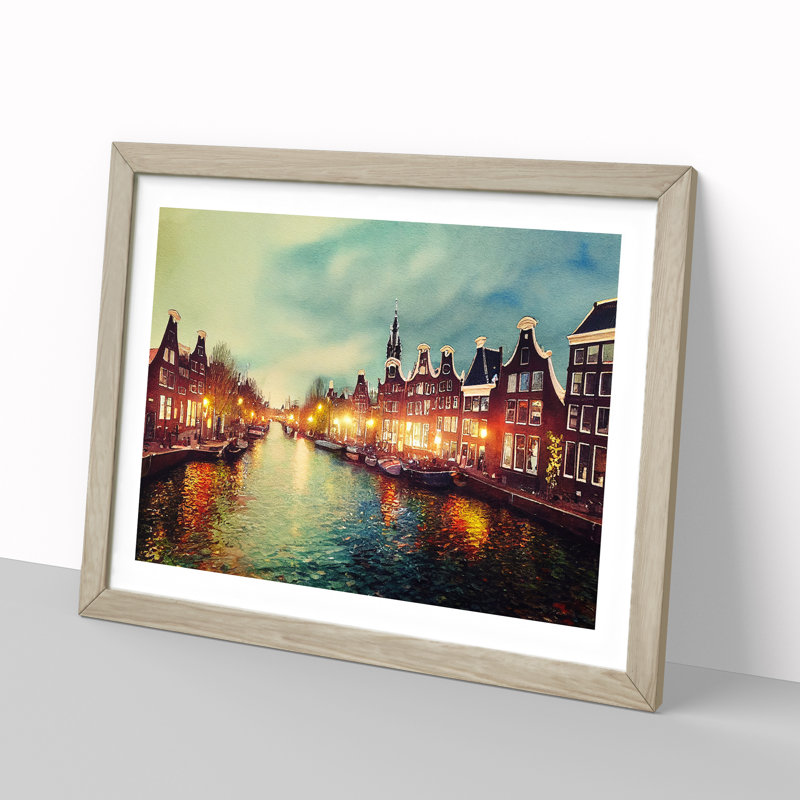 Amsterdam Canal Watercolour - Single Picture Frame Print