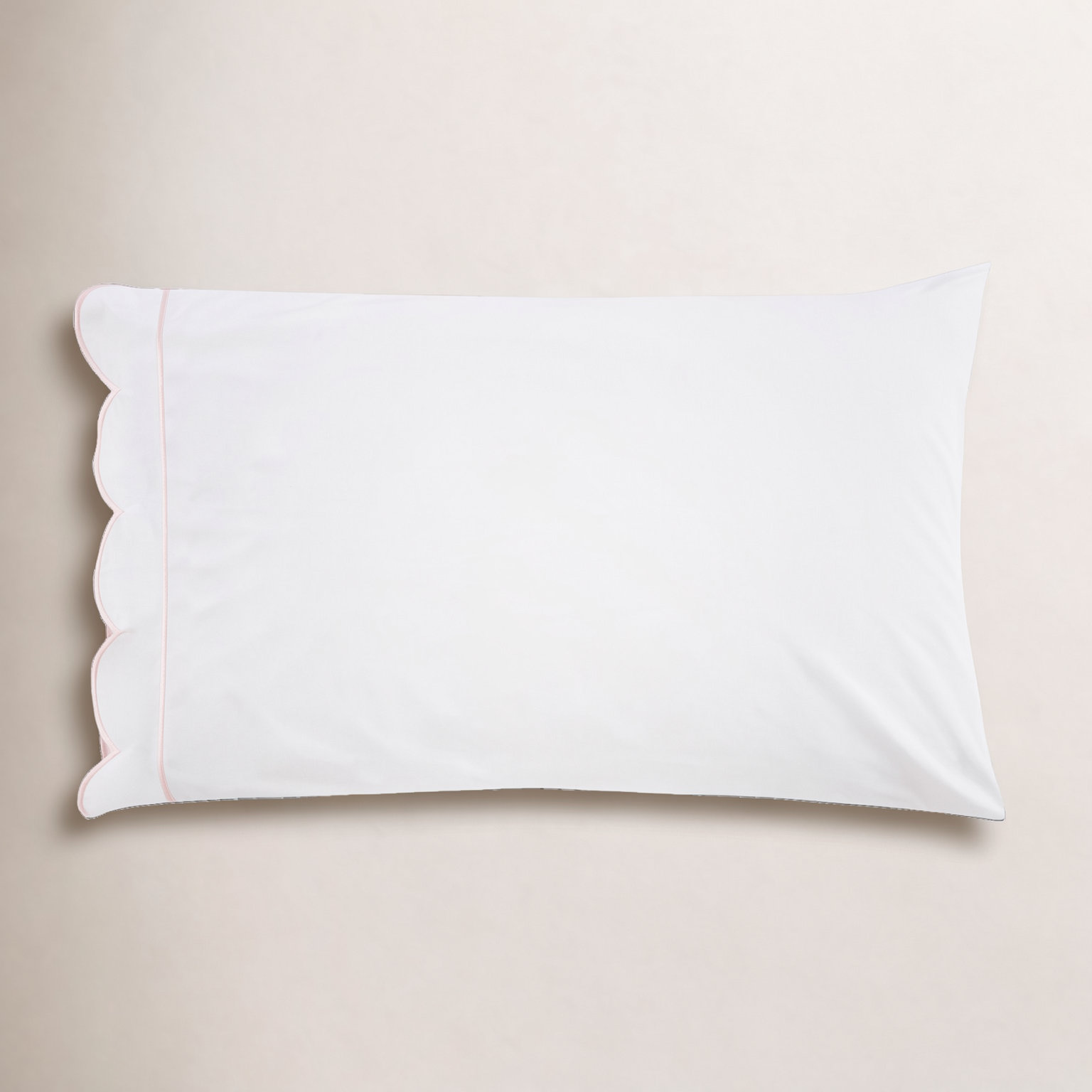 Michelet Scallop Frame Percale Pillowcase, Queen Pillowcase, Pink