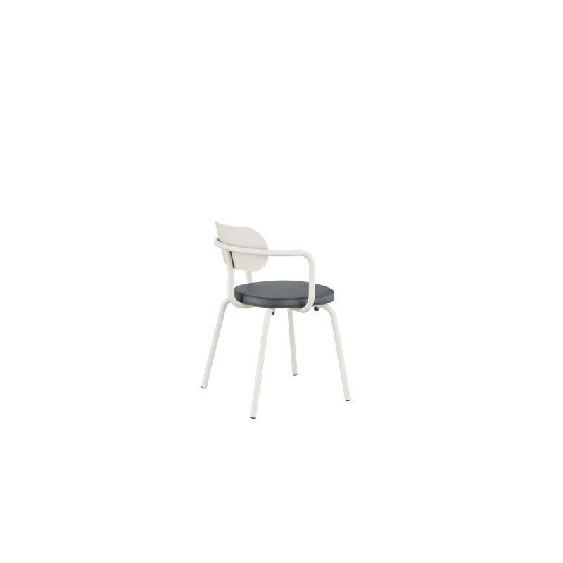 Khylia 18.1'' H Upholstered Metal Armchair, Gray, White Aluminium