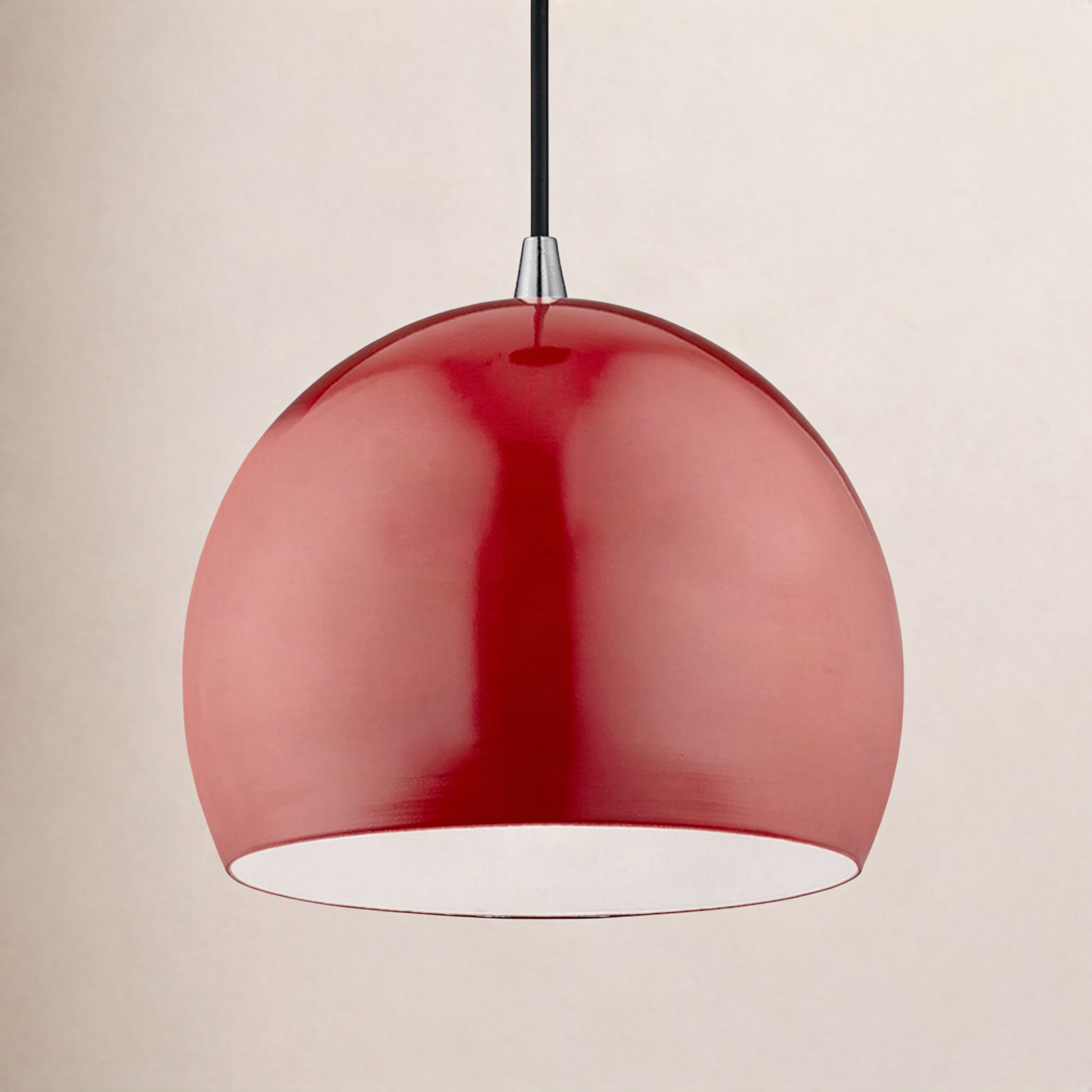 Schultz Dimmable Globe Single Light Pendant, Shiny Red