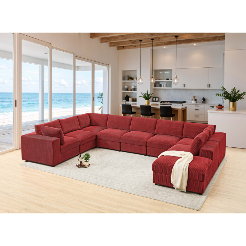 Canapé modulaire en velours côtelé Combewarington, Red Corduroy