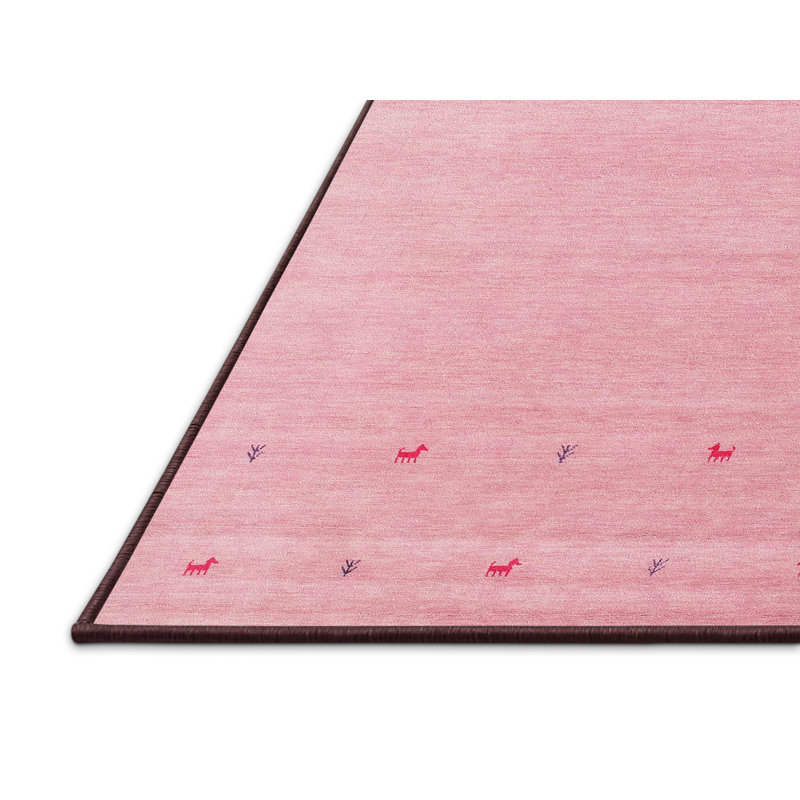 Tapis de zone rose/rouge contemporaine, Rectangle 5 pi x 7 pi