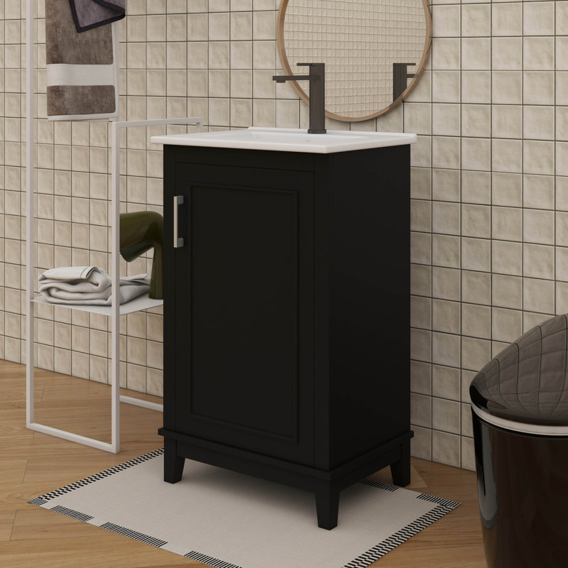 Ensemble de meuble-lavabo classique 20 po et lavabo en céramique, Noir, Gris