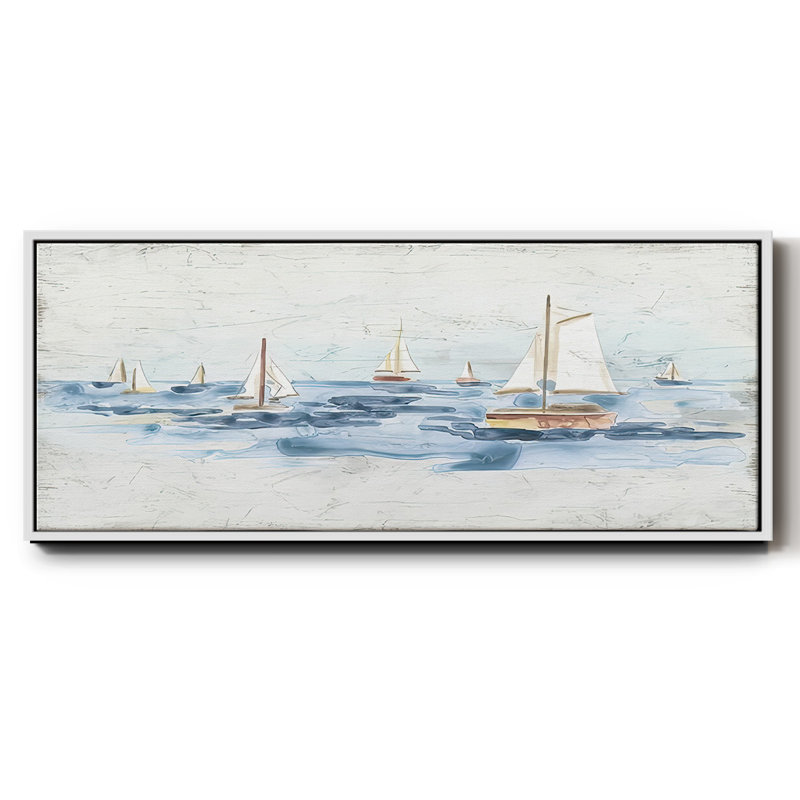 Bateaux sur l'eau II, H 24 po x l 60 po x P 1,5 po, Blanc