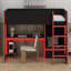 Lit mezzanine en bois avec bureau intégré, garde-robe, DEL et tiroir-525819673
