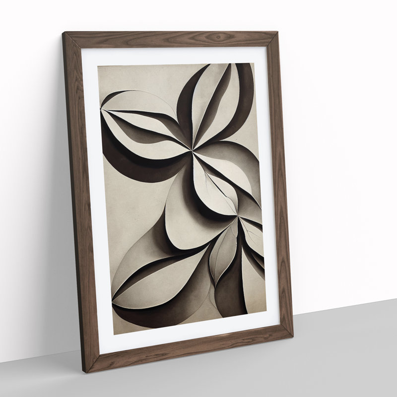 Creative Leaves Abstract - Framed Print, 64cm H x 46cm W x 2cm D, Brown Framed