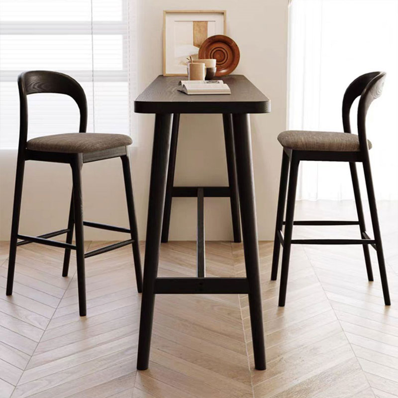 2-Person Black Straight Solid Wood Bar Table Sets