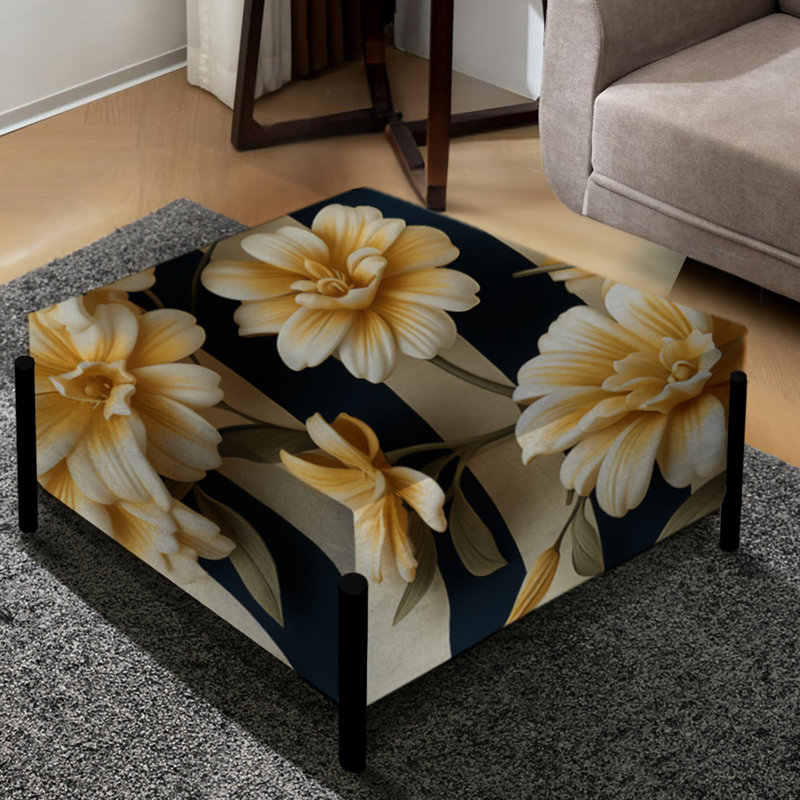 Nautical Charm rayé motif floral I - grand repose-pieds carré rayé