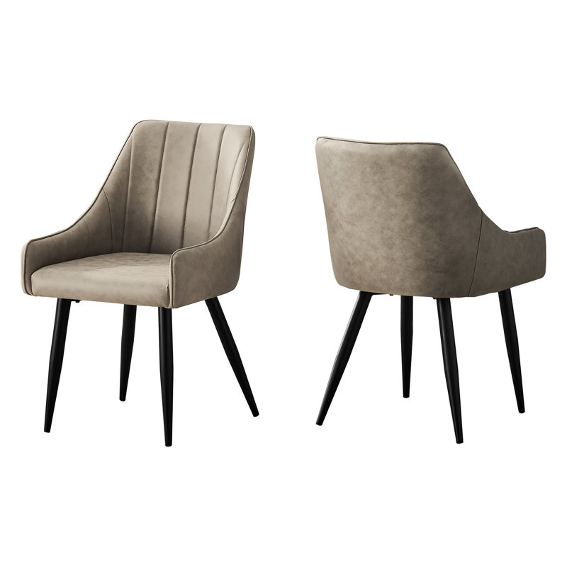 2 chaises de salle à manger, revêtues de taupe, rembourrées de 2